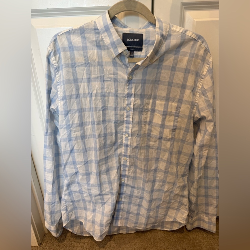 Bonobos Light Blue Plaid Men's Shirt